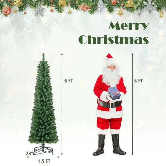 Pencil Christmas Tree with Memory Wire Branch Tips and Warm LED Lights Cartsfy Inc.