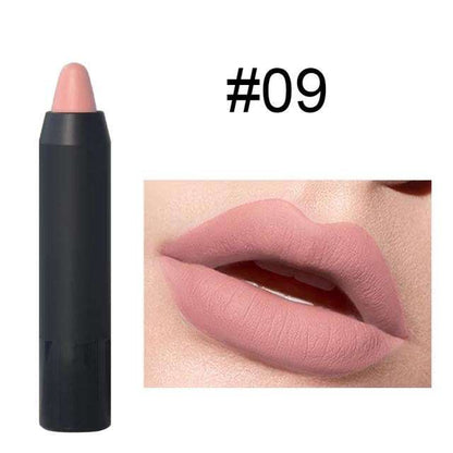 Soft pink lip crayon pencil with black cap, shade #09
