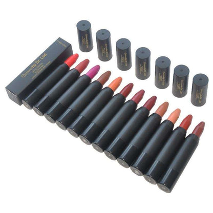Lip crayon bundle with many colored tips and black tubes