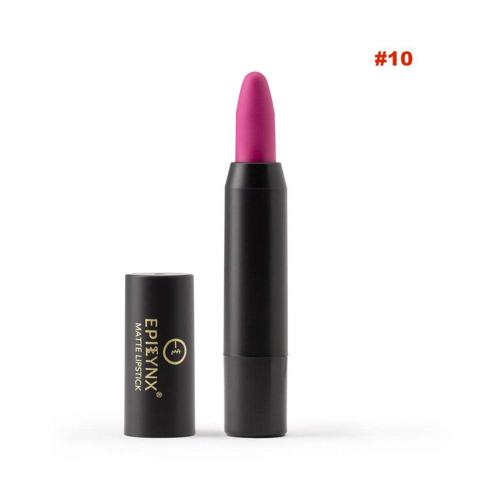 #10 lip crayon balm pencil with plum-purple balm tip and matte black case