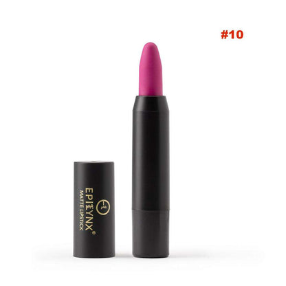 #10 lip crayon balm pencil with plum-purple balm tip and matte black case