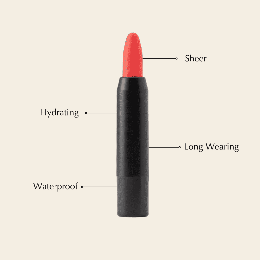 Hydrating lip crayon with callouts for sheer, long wearing, waterproof