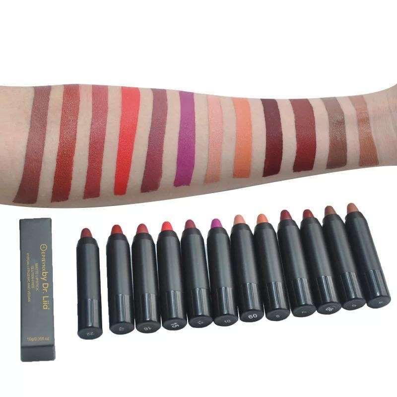 Hydrating lip crayon pencils with arm swatches in various shades