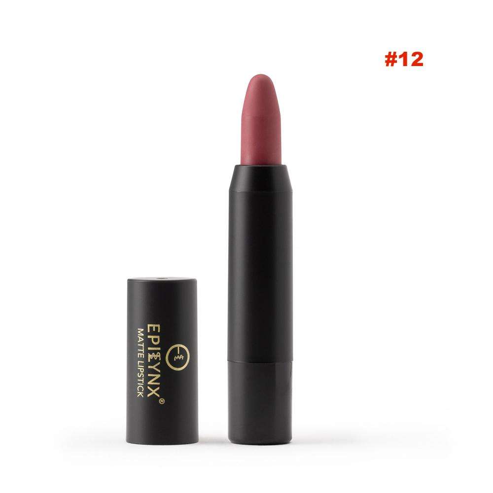 #12 lip crayon balm pencil with muted rose balm tip and matte black case
