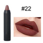 Brown-red lip crayon pencil with matte black cap, shade #22