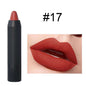 Red lip crayon pencil with matte black cap, shade #17