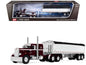 Peterbilt 351 with 36" Sleeper and 34' Wilson Pacesetter Grain Trailer Dark Cherry with White Stripes 1/64 Diecast Model by DCP/First Gear Miniature Motors Default Title Default Title-