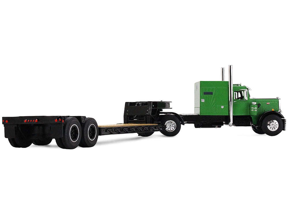 Peterbilt 351 with 60" Vintage Sleeper and Rogers Vintage Lowboy Trailer Green with Black Trailer 1/64 Diecast Model by DCP/First Gear Cartsfy Inc.
