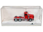 Red Peterbilt 367 day cab HO scale plastic model truck, 1/87, display case included