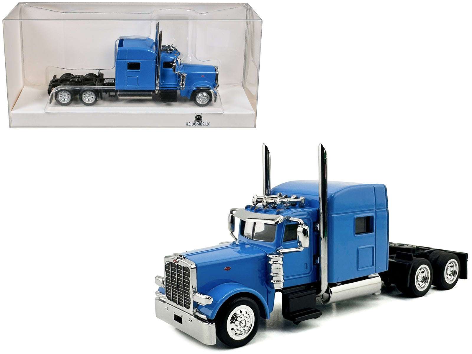 Peterbilt 389 Truck Tractor with Sleeper Cab Baby Blue 1/87 (HO) Scale Plastic Model Car by HO Logistics Miniature Motors Default Title Default Title-