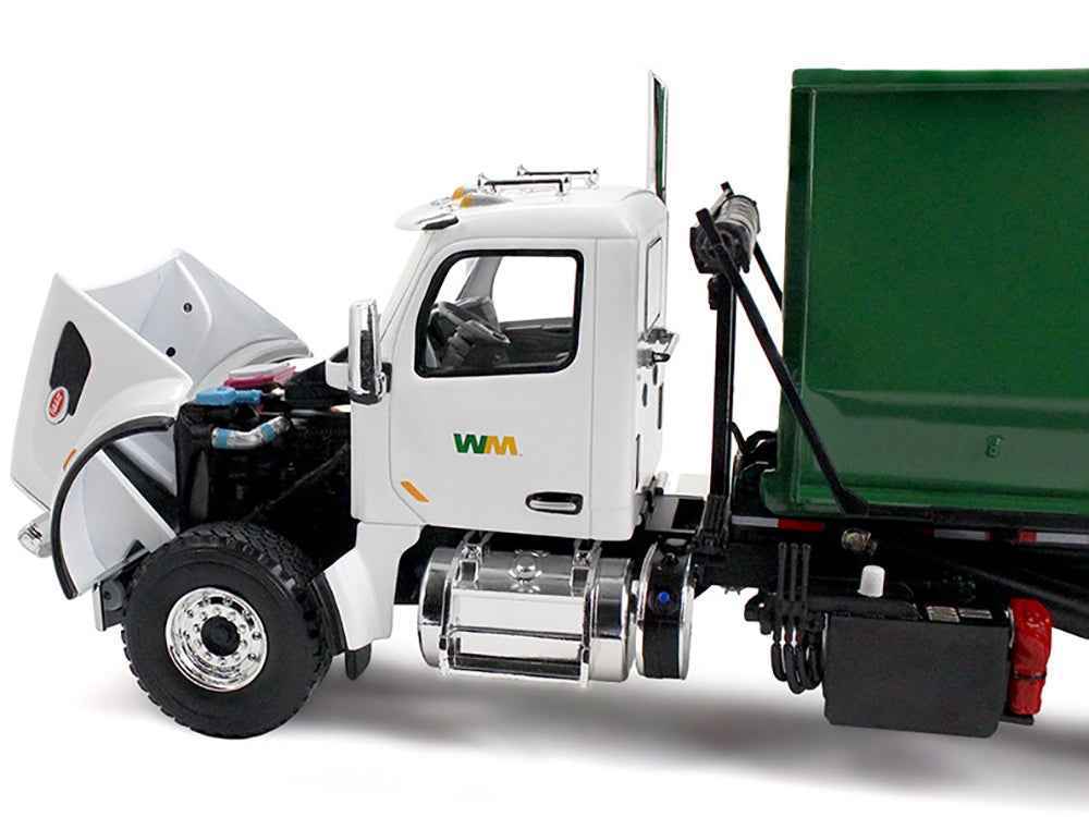 Peterbilt 567 Refuse Garbage Truck with 40 Yard Roll-Off Container "Waste Management" White and Green 1/34 Diecast Model by First Gear Miniature Motors Default Title Default Title-