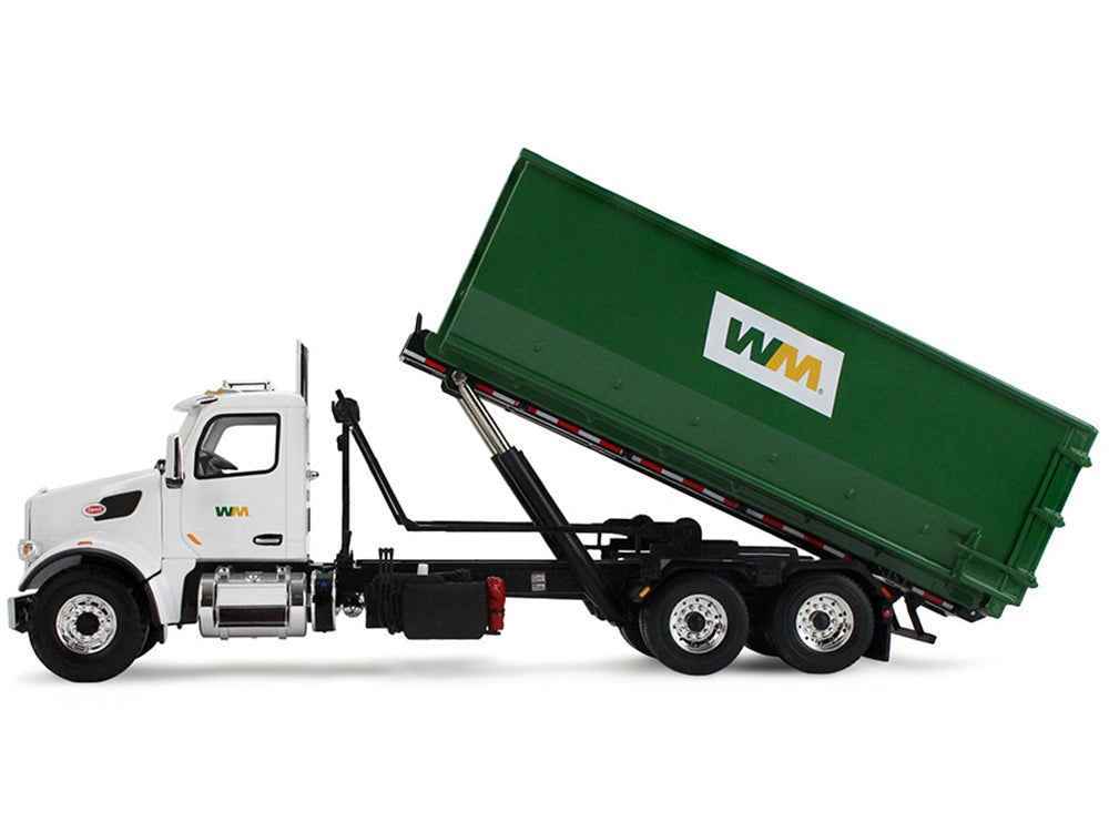 Peterbilt 567 Refuse Garbage Truck with 40 Yard Roll-Off Container "Waste Management" White and Green 1/34 Diecast Model by First Gear Miniature Motors Default Title Default Title-