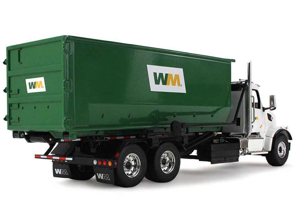 Peterbilt 567 Refuse Garbage Truck with 40 Yard Roll-Off Container "Waste Management" White and Green 1/34 Diecast Model by First Gear Miniature Motors Default Title Default Title-