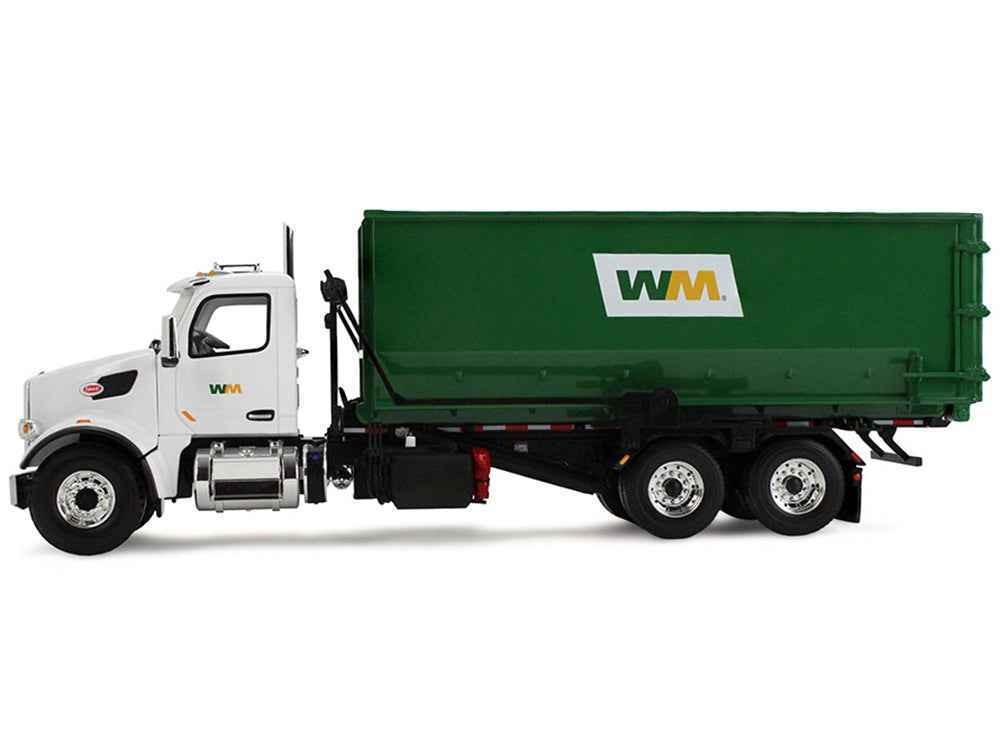 Peterbilt 567 Refuse Garbage Truck with 40 Yard Roll-Off Container "Waste Management" White and Green 1/34 Diecast Model by First Gear Miniature Motors Default Title Default Title-