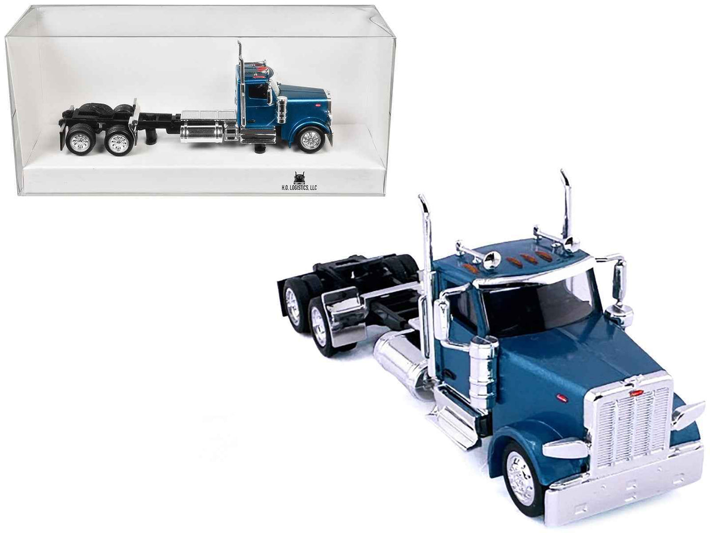 Peterbilt 589 2-Axel Day Cab Blue Metallic 1/87 (HO) Plastic Model Car by HO Logistics Miniature Motors Default Title Default Title-