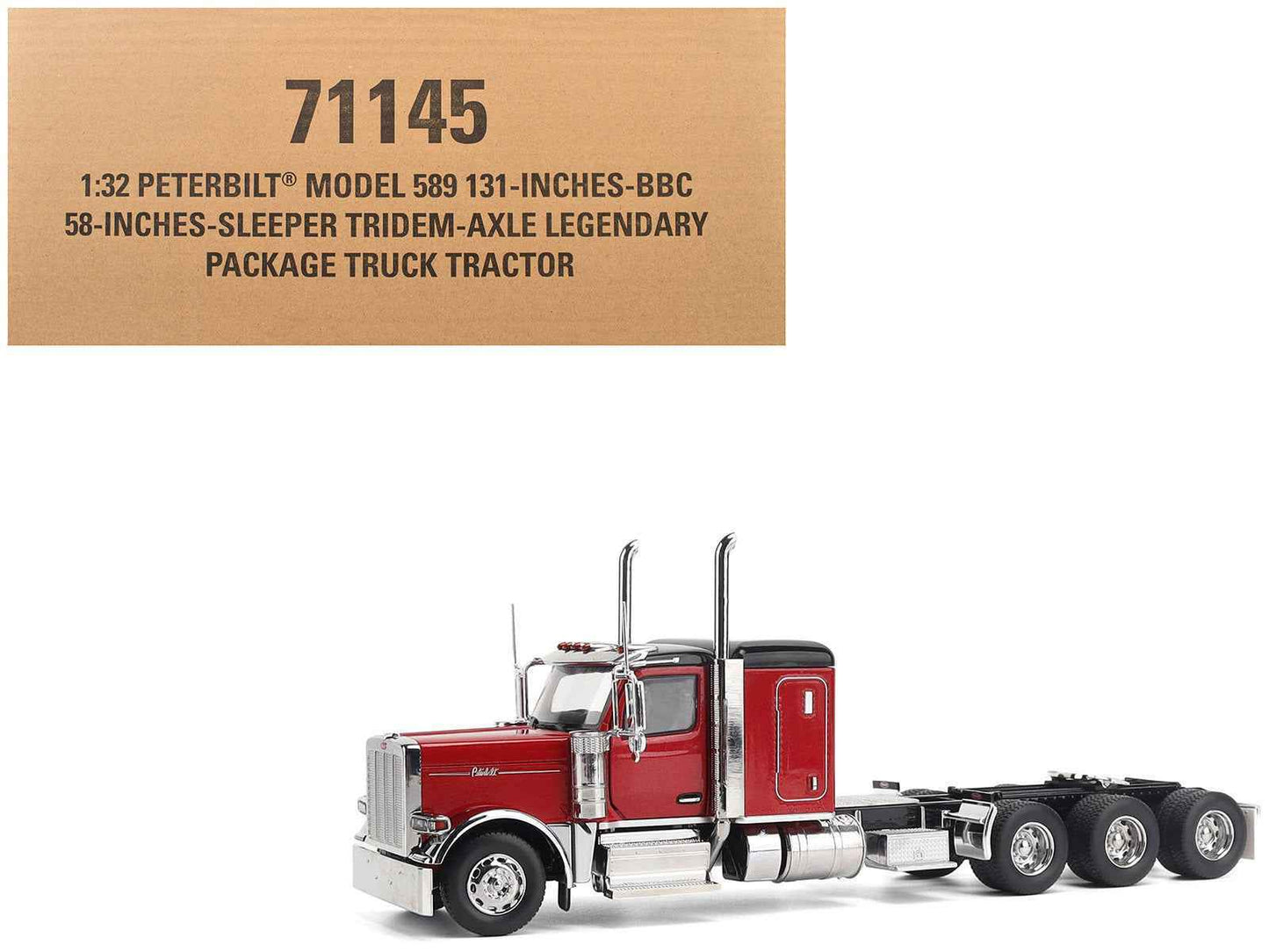 Peterbilt 589 Tridem-Axle Legendary Package Truck Tractor with 58" Sleeper Legendary Red "Transport Series" 1/32 Diecast Model by Diecast Masters Cartsfy Inc.