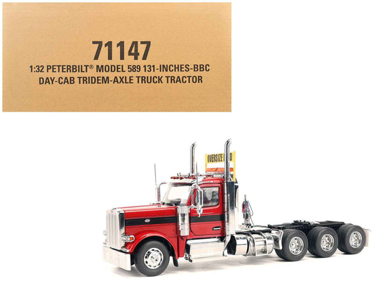 Peterbilt 589 Tridem-Axle Truck Tractor with Day Cab Legendary Red "Transport Series" 1/32 Diecast Model by Diecast Masters Cartsfy Inc.