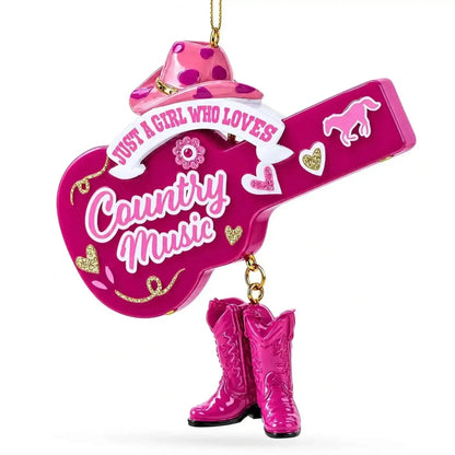 Pink Cowgirl Hat Country Music Guitar with Boots Resin Christmas Ornament Cartsfy Inc.