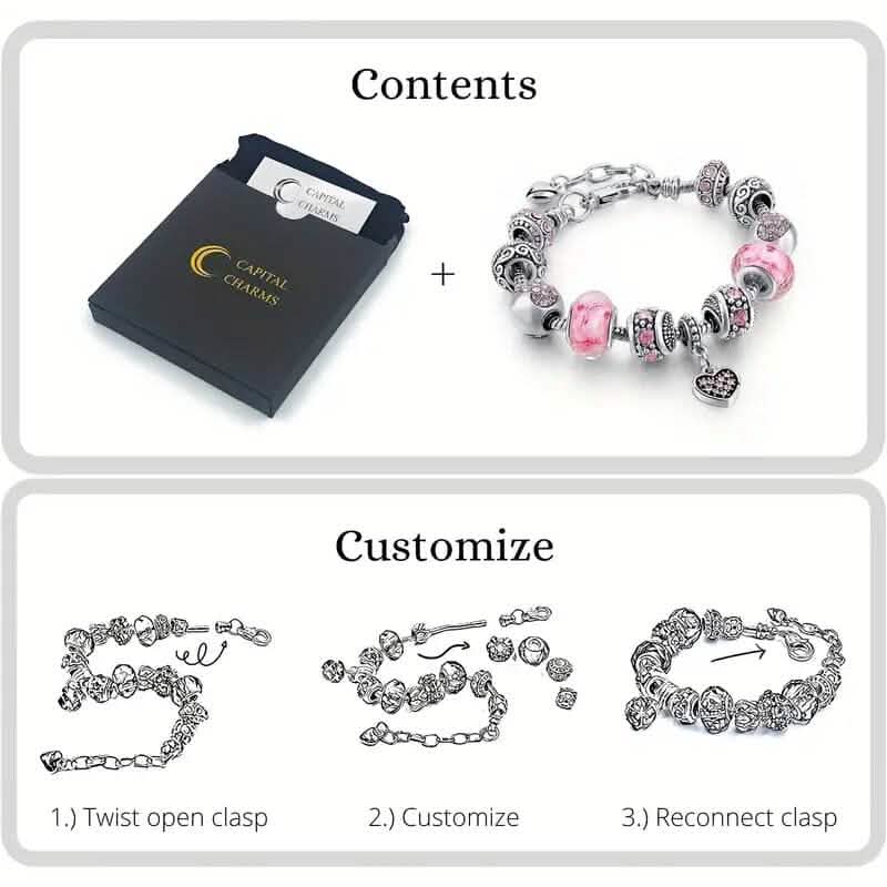 Pink Heart - Shaped Pendant Bracelet - Cartsfy Inc.
