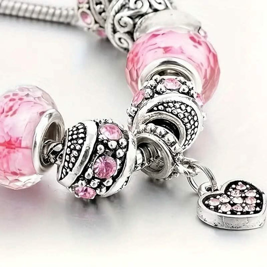 Pink Heart - Shaped Pendant Bracelet - Cartsfy Inc.