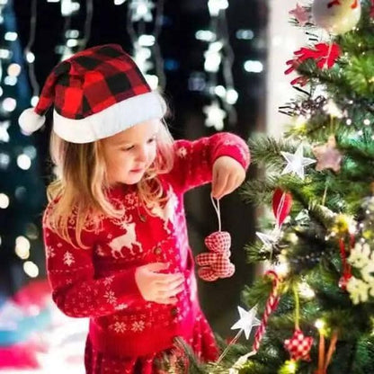 Plush Knitted Christmas Hat DailySale Red & Black Grids Black & White Grids Red Snowflakes Red & Black Grids-Black & White Grids-Red Snowflakes-Red Stripes-Green Stripes-