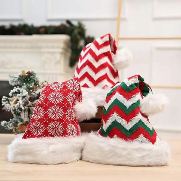 Plush Knitted Christmas Hat