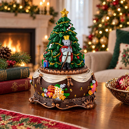 Animated Nutcracker Ballerina Christmas Figurine - Rotating Tree Music Box