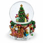 Joyful Children Adorning Christmas Tree: Musical Water Snow Globe