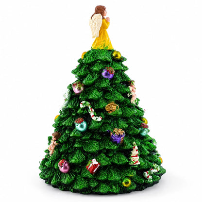 Wind-up Spinning Musical Christmas Tree with Angel Topper