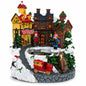 Animated Winter Village Skating Christmas Figurine - Rotating Town Music Box