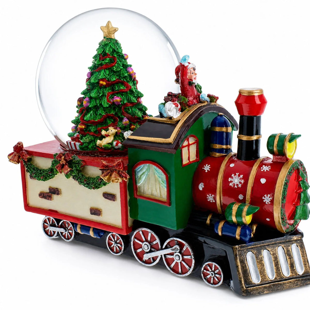 Children Riding Train Musical Christmas Water Snow Globe