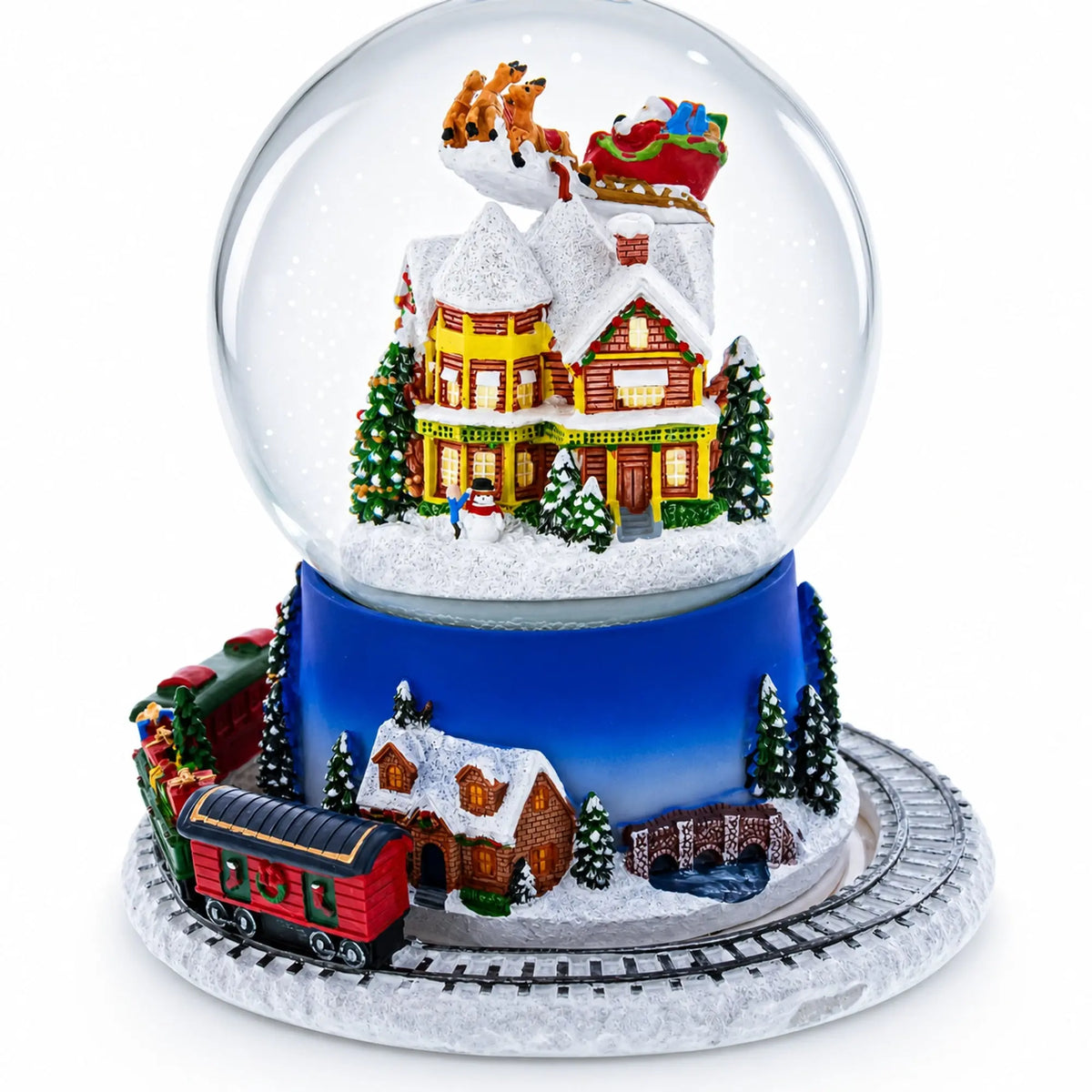 Moving Train Base Musical Christmas Water Snow Globe