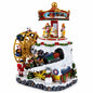 Musical Christmas rotating figurine with carriage wheel and painted character scene