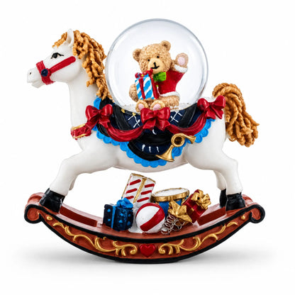 Teddy Bears' Rocking Horse Christmas Water Snow Globe