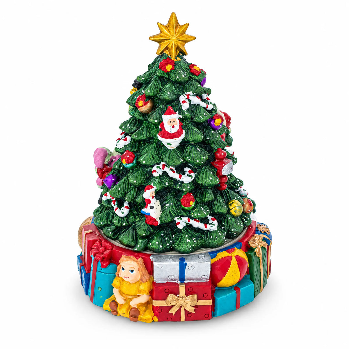 Animated Musical Christmas Tree Figurine - Rotating Deck the Halls Music Box