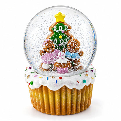 Gingerbread Family and Cupcake Musical Christmas Water Globe
