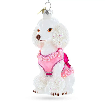 Poodle in Pink Costume Glass Christmas Ornament Cartsfy Inc.