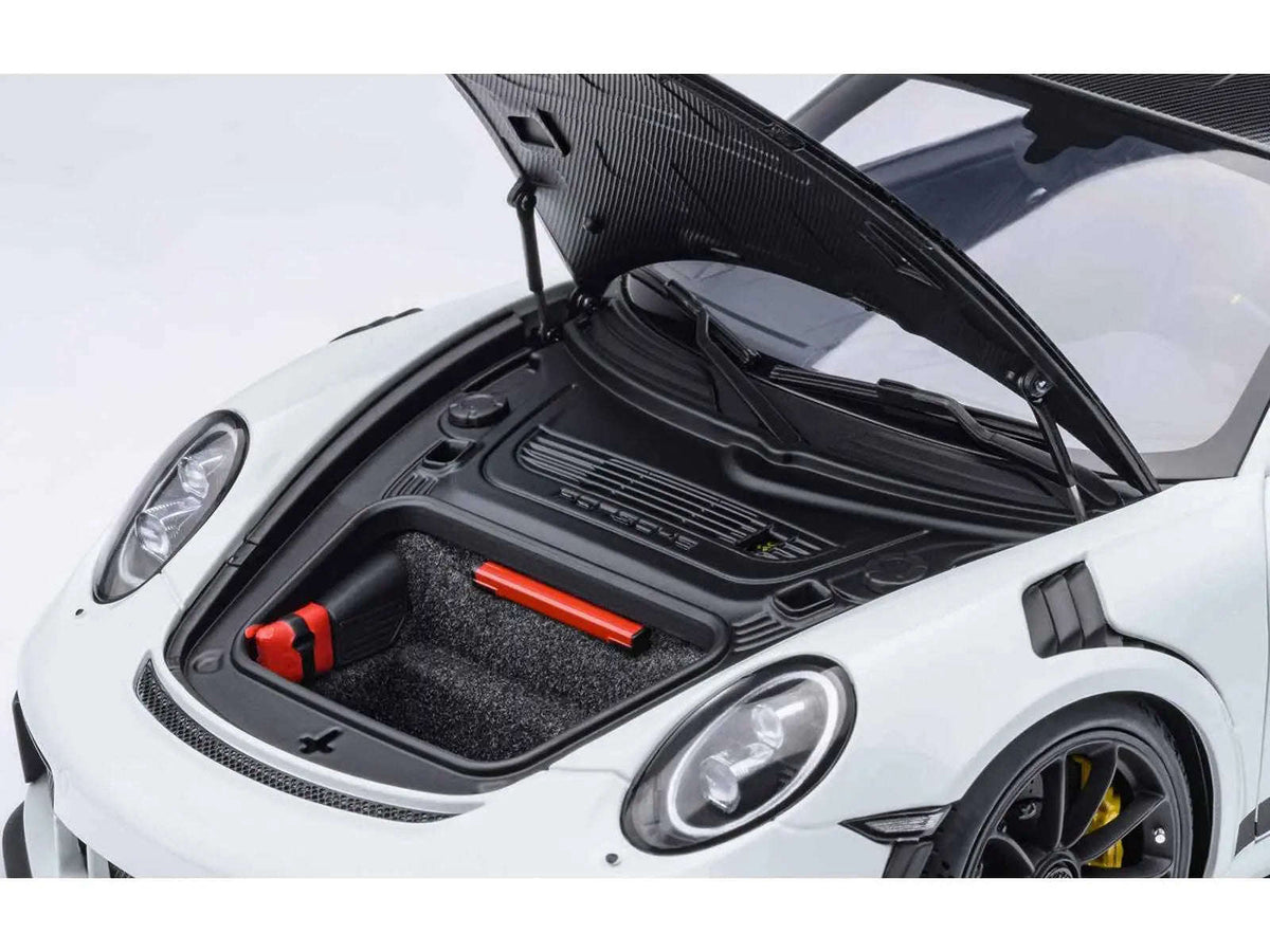 Porsche 911 (991.2) GT3 RS Weissach Package White with Carbon Hood and Top 1/18 Model Car by Autoart Cartsfy Inc.