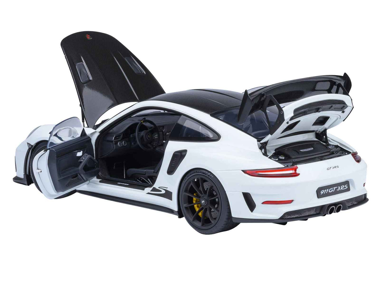 Porsche 911 (991.2) GT3 RS Weissach Package White with Carbon Hood and Top 1/18 Model Car by Autoart Miniature Motors Default Title Default Title-