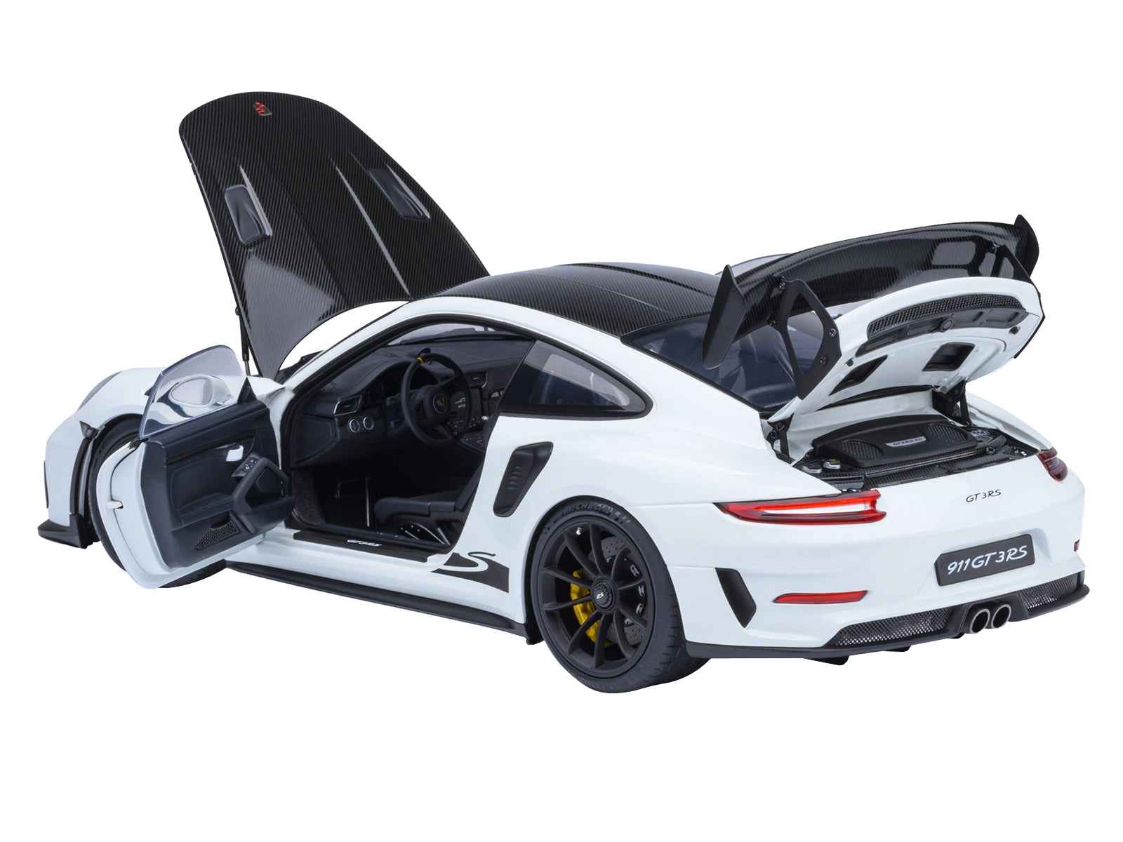 Porsche 911 (991.2) GT3 RS Weissach Package White with Carbon Hood and Top 1/18 Model Car by Autoart Miniature Motors Default Title Default Title-