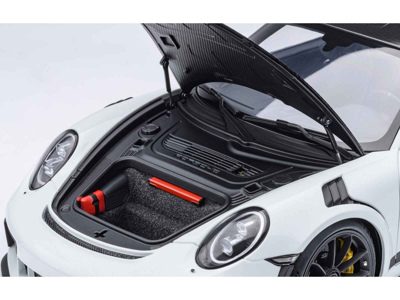Porsche 911 (991.2) GT3 RS Weissach Package White with Carbon Hood and Top 1/18 Model Car by Autoart Miniature Motors Default Title Default Title-