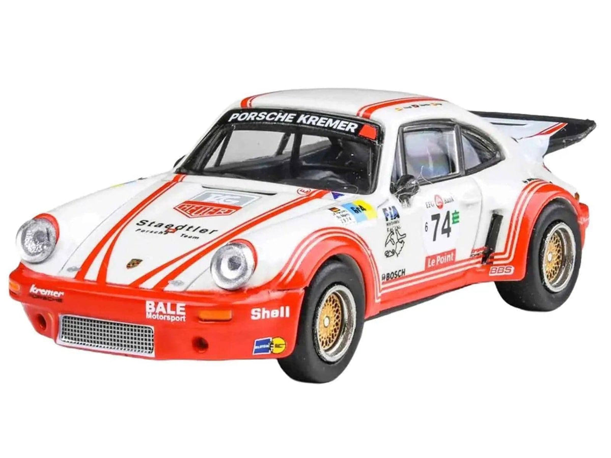 Porsche 911 Carrera RSR 3.0 #74 "Aurora Racing" White with Red Stripes 1/64 Diecast Model Car by Paragon Models Miniature Motors Default Title Default Title-