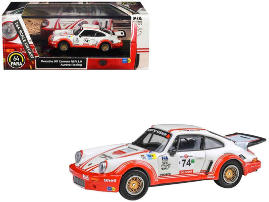 Porsche 911 Carrera RSR 3.0 #74 "Aurora Racing" White with Red Stripes 1/64 Diecast Model Car by Paragon Models Cartsfy Inc.
