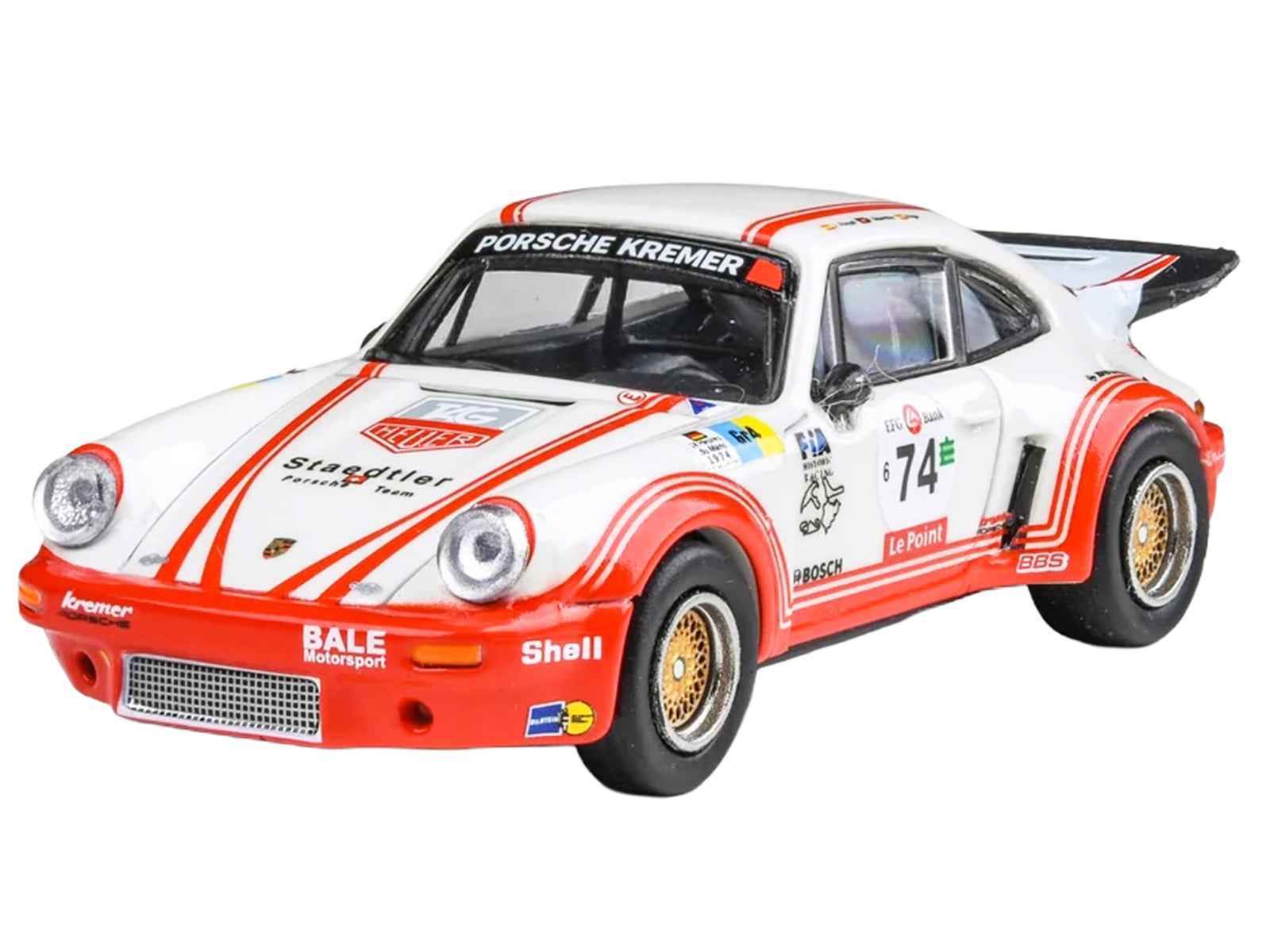 Porsche 911 Carrera RSR 3.0 #74 "Aurora Racing" White with Red Stripes 1/64 Diecast Model Car by Paragon Models Cartsfy Inc.