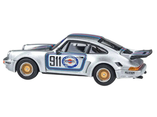 Porsche 911 Carrera RSR 3.0 "Martini Racing" Silver Metallic with Stripes 1/64 Diecast Model Car by Paragon Models Miniature Motors Default Title Default Title-