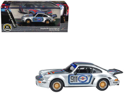 Porsche 911 Carrera RSR 3.0 "Martini Racing" Silver Metallic with Stripes 1/64 Diecast Model Car by Paragon Models Cartsfy Inc.