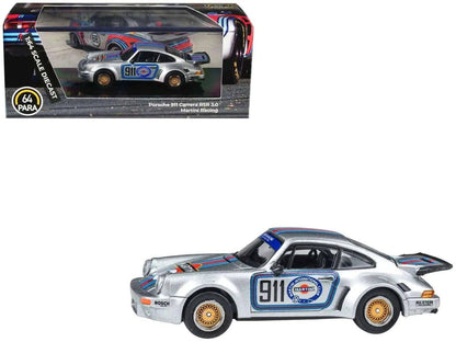 Porsche 911 Carrera RSR 3.0 "Martini Racing" Silver Metallic with Stripes 1/64 Diecast Model Car by Paragon Models Miniature Motors Default Title Default Title-