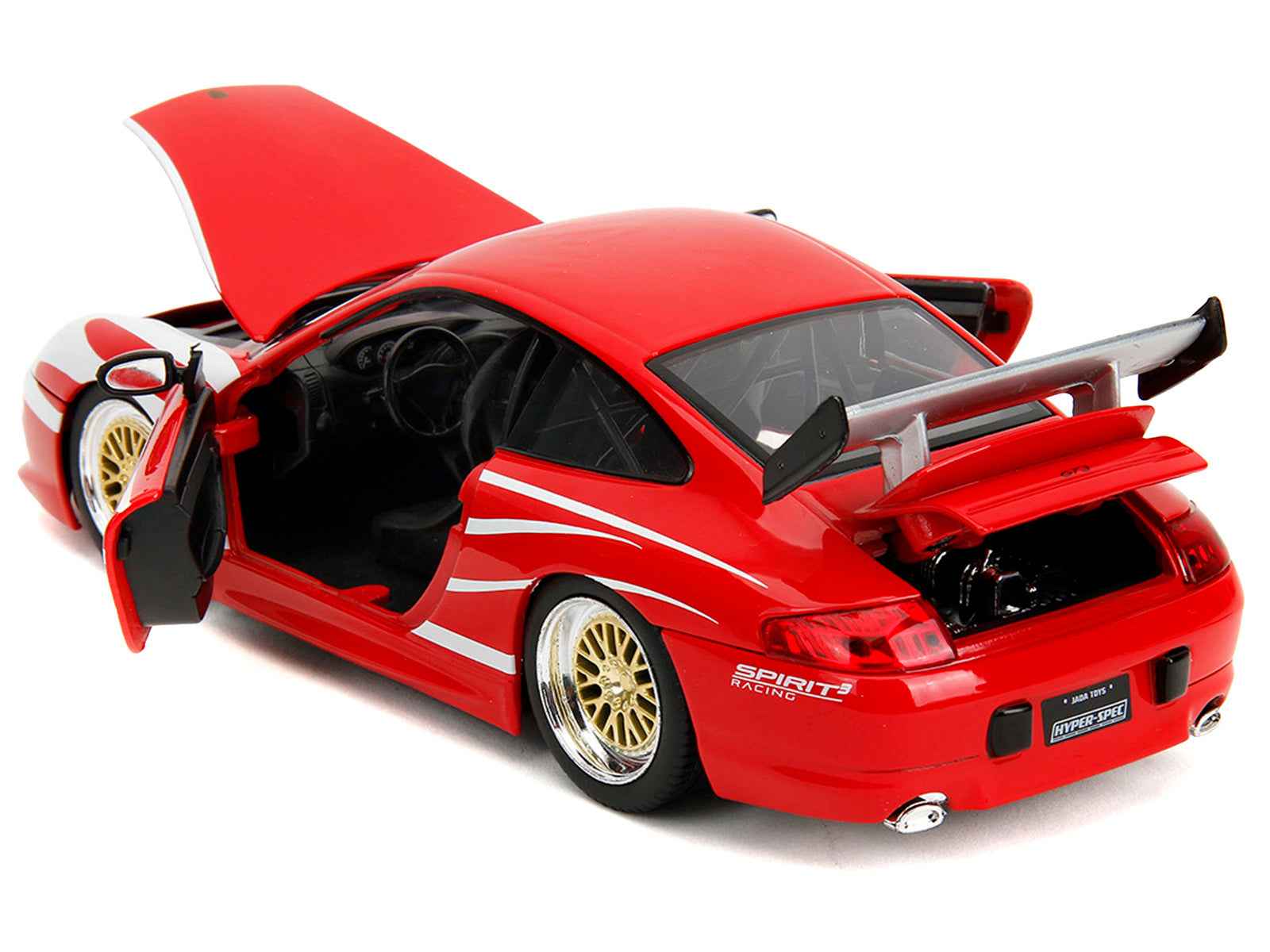 Porsche 911 GT3 (996) Red with White Graphics "Hyper-Spec" Series 1/24 Diecast Model Car by Jada Cartsfy Inc.
