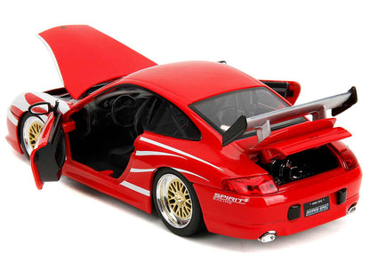Porsche 911 GT3 (996) Red with White Graphics "Hyper-Spec" Series 1/24 Diecast Model Car by Jada Cartsfy Inc.