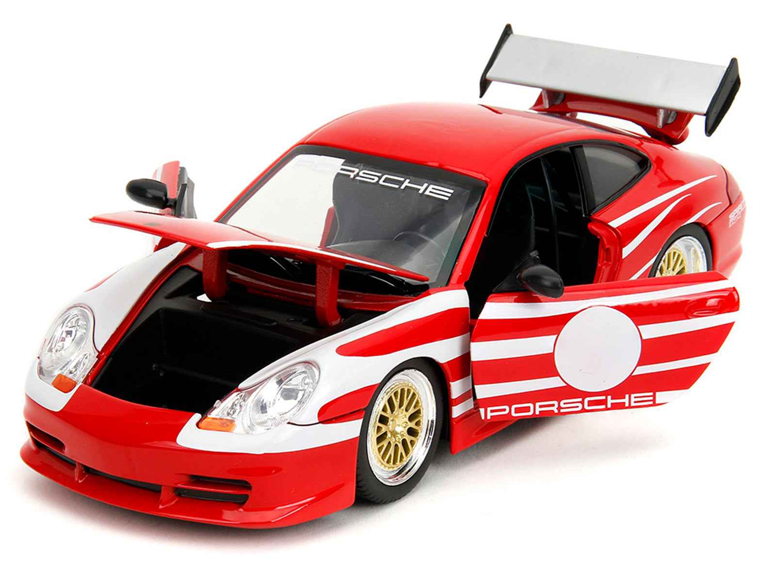 Porsche 911 GT3 (996) Red with White Graphics "Hyper-Spec" Series 1/24 Diecast Model Car by Jada Cartsfy Inc.